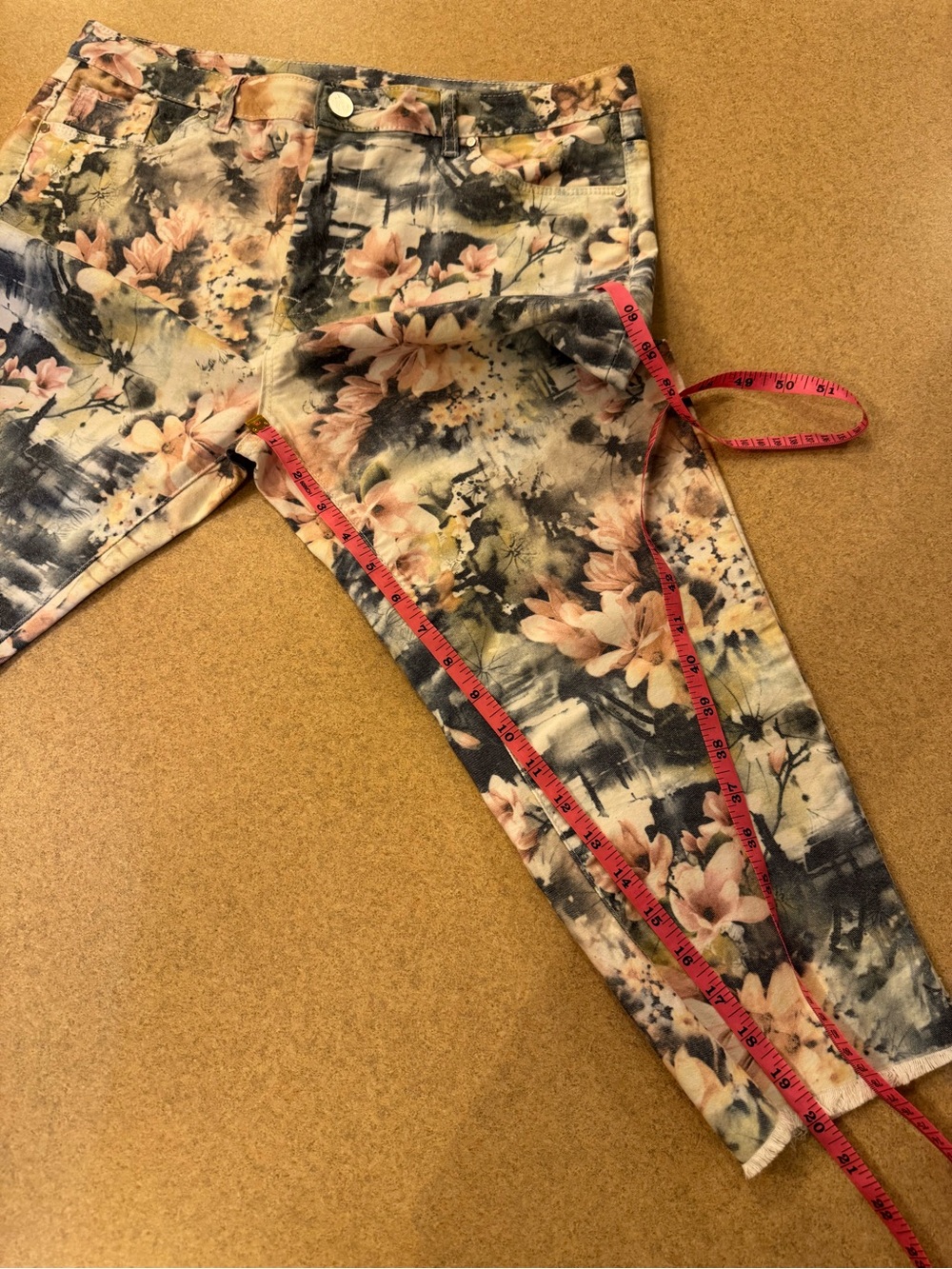 Coco + Carmen Blue Floral Trim Pants - Picture 4 of 5